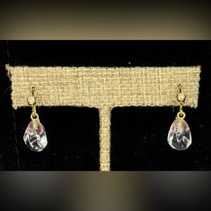 Alexis Bittar Crystal Teardrop Dangle Earrings - Clear and Gold